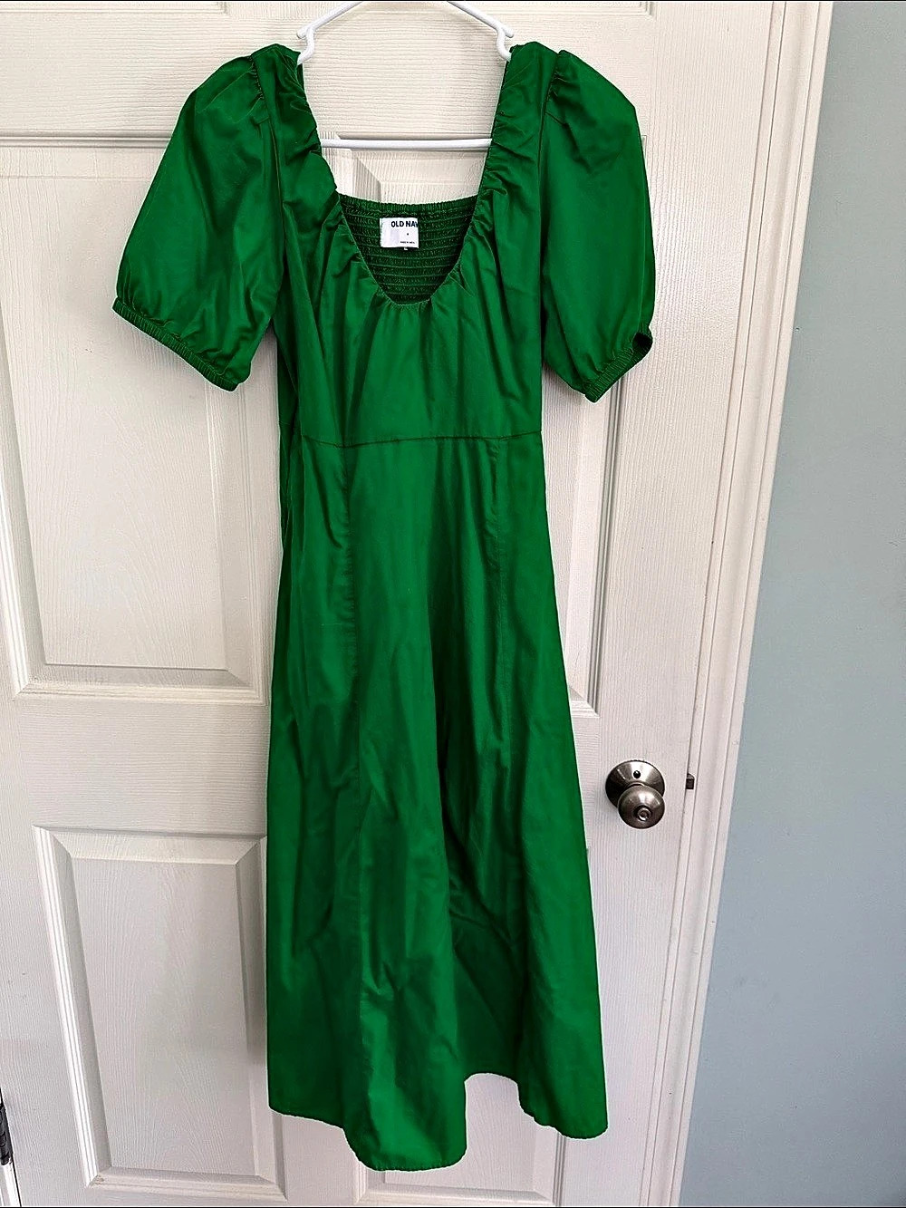 Old Navy Puff-Sleeve Midi Swing Dress Green Size Small